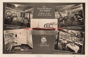 Steamship, Military, S.S. Paris, French ocean liner, Multi View, RPPC