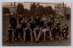 J87/ Minerva Ohio RPPC Postcard c1910 High School Football Team  608