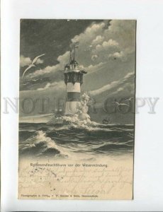 3173832 GERMANY Wesermundung LIGHTHOUSE Vintage RPPC 1904 year