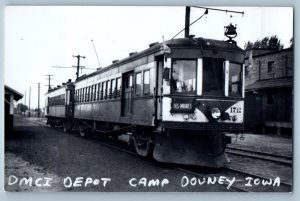 1960 Des Moines Iowa DMCI Camp Douney Train Depot Station RPPC Photo Postcard