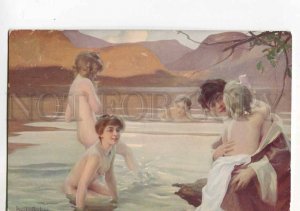 3034115 NUDE Women in Lake. By Paul CHABAS Vintage PC