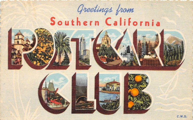 F76/ Los Angeles California SoCal Postcard Club Large Letter Deltiology