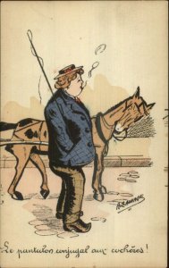 Gender Roles Crossdressing Woman Man's Clothes Smoking Cigarette Postcard