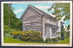 Vintage Postcard 1930-1945 Tobias Smyth House Emory & Henry College Emory VA