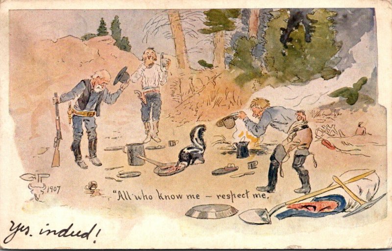 Humour Skunk In Camp All Who Know Me Respect Me 1907