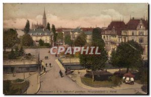 Postcard Old Mulhausen Mulhouse Bahnhof gesehen Hauptpostamt