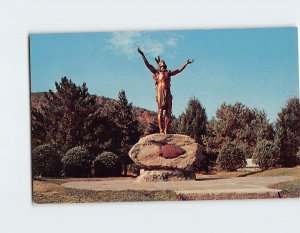 Postcard American Indian Statue Hail To The Sunrise, Mohawk Trail, MA