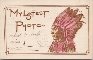 North American Indian Chief 'My Latest Photo' Frank Waters French Postcard F82