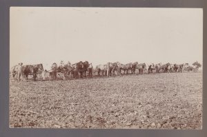 Iowa rppc 1910 FARMING SCENE Plowing Field Farm NEIGHBORS HELPING SICK FARMER B1