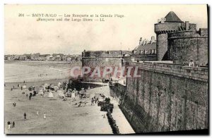 Old Postcard Saint Malo Les Remparts and the Grande Plage