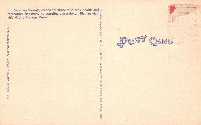 Vintage Postcard 1930's Island Spouter Geyser Park Saratoga Springs New York NY