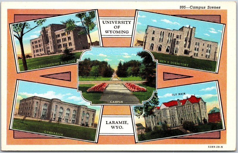 Campus Scenes The University Of Wyoming Abounding With Flowers & Trees Postcard