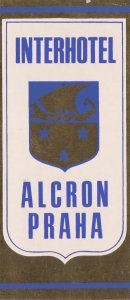 Czechoslovakia Praha Interhotel Alcron Vintage Luggage Label sk3601