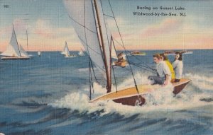 Wildwood By The Sea Sailing USA Boat New Jersey WW2 Postcard