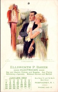 Advertising Calendar PC January 1912 Ellsworth P Baker Pawtucket Rhode Island