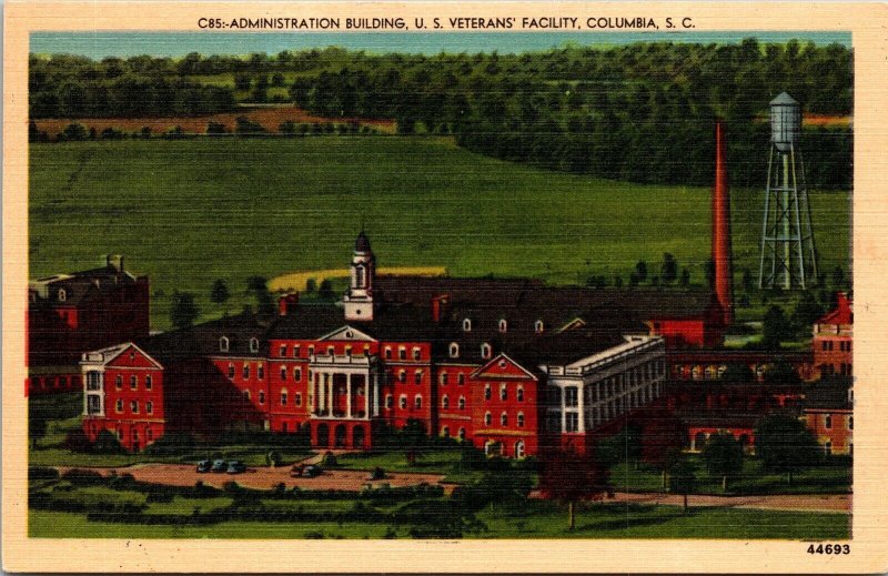 Admin Building US Veterans Facility Columbia SC South Carolina Linen Postcard 