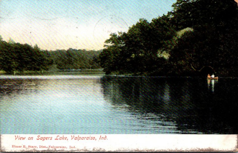 Indiana Valparaiso View On Sagers Lake 1907