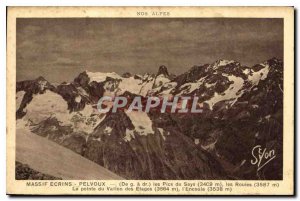 Postcard Old Massive Ecrins Pelvoux g of addr meadows says 3409 m 3587 m Roui...