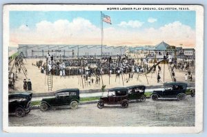 GALVESTON TEXAS MORRIS LASKER PLAYGROUND*AMERICAN FLAG*OLD CARS*SWINGS*SLIDE 