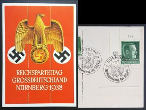 GERMANY THIRD 3rd REICH ORIGINAL CARD NSDAP NÜRNBERG REICHSPARTEITAG 1938