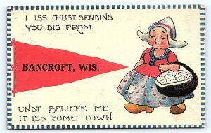 BANCROFT, WI Wisconsin ~ DUTCH KID Pennant Comic 1913 Portage County Postcard
