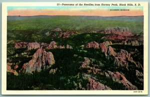 Panorama From Harvey Peak Black Hills South Dakota SD UNP Chrome Postcard H11