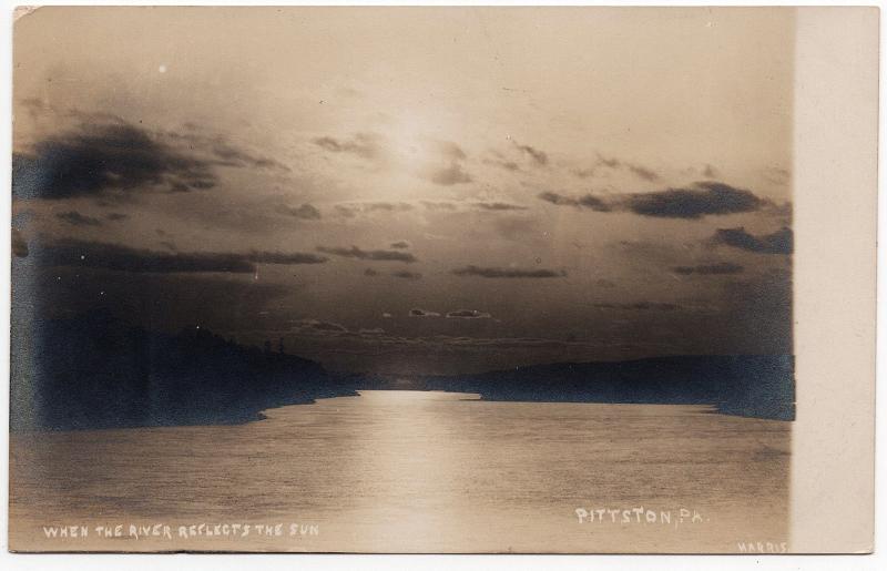 1906 RPPC Pittston PA When River Reflects Sun Luzerne Harris REAL PHOTO Postcard