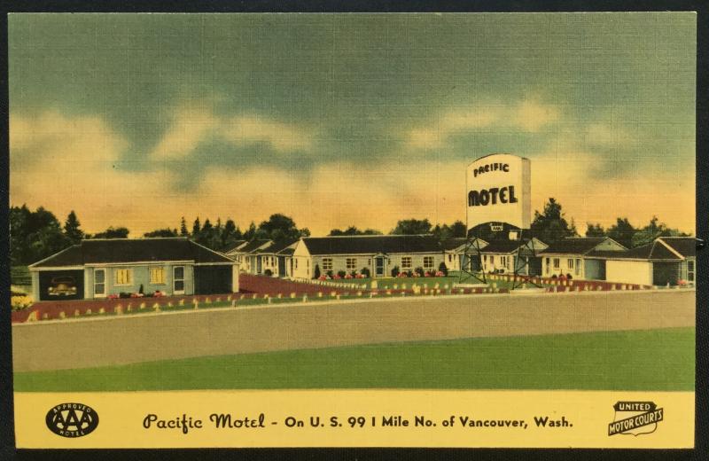 Postcard Unused Pacific Motel Vancouver WA LB