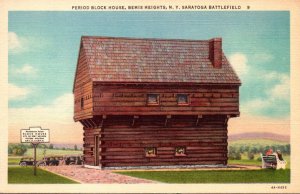 New York Bemis Heights Period Block House Saratoga Battlefield Curteich