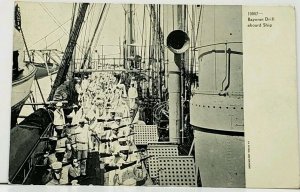 Military Bayonet Drill aboard U.S. Training Ship 1908 #10007 Postcard I8