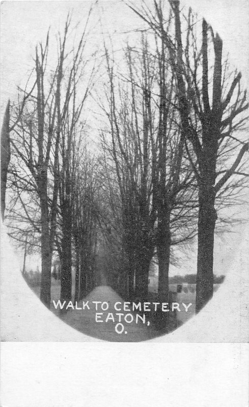 F36/ Eaton Ohio Postcard c1910 Walk To Cemetery Trees 10