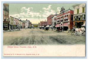 c1905 Central Street View Stores Shop Franklin Falls New Hampshire NH Postcard 