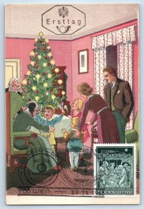 c1910's Christmas Family Childrens With Toys House Interior Antique Postcard