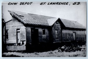 St. Lawrence South Dakota SD Postcard CNW Depot Station Train Railroad Railway