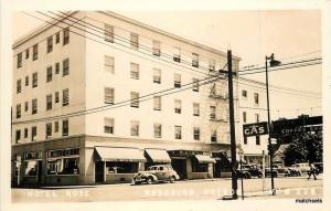 1940s Roseburg Oregon Hotel Rose autos RPPC Real photo postcard 856