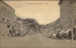 Belfast ME High St. Cars & Visible Signs Old Postcard