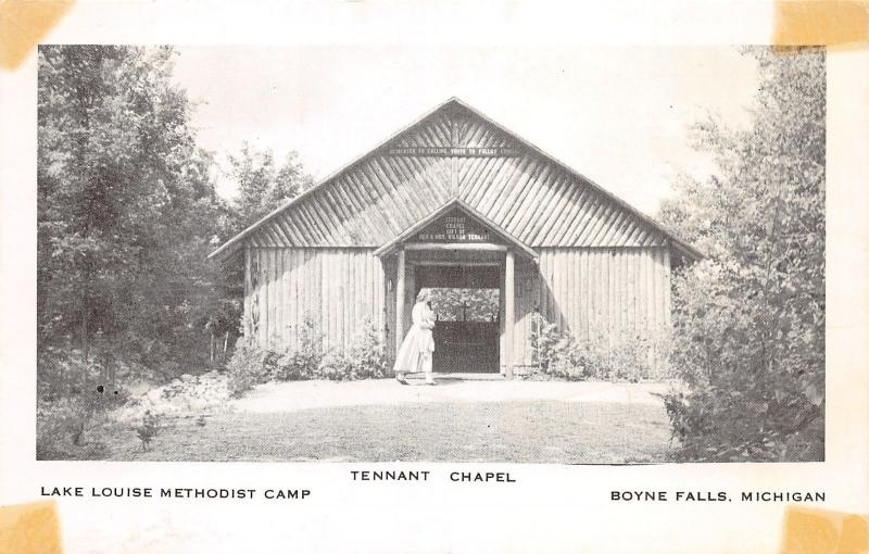 Boyne Falls Michigan~Lake Louise Methodist Camp~Lady @ Tennant Chapel~1950s Pc