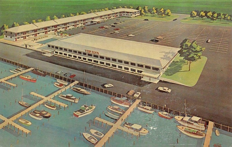 POINT PLEASANT, NJ New Jersey  VED ELVA  Motel & Boat Docks  ROADSIDE  Postcard