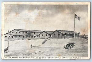 1917 Ayer Massachusetts Postcard Headquarters 76th Division Major General Hodge