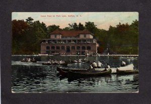 NY Canoe Race Races at Park Lake Buffalo New York Vintage Postcard