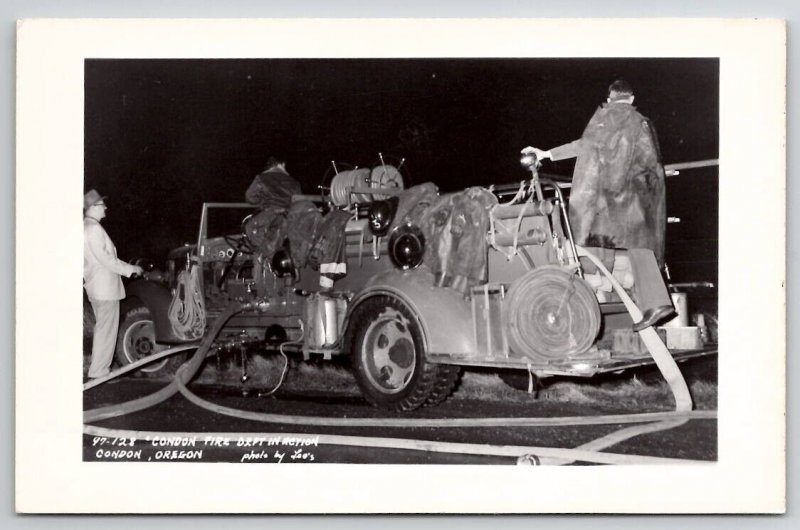 RPPC Condon Oregon Fire Dept in Action Leo's Photo Postcard G22