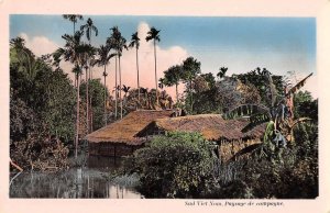 Sud Vietnam Paysage de campayne Tinted Real Photo Vintage Postcard AA40036