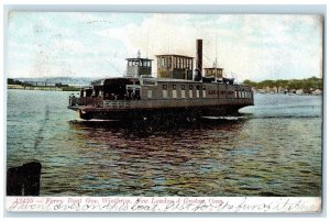 1908 Ferry Boat Gov. Winthrop New London And Groton Connecticut CT Boat Postcard