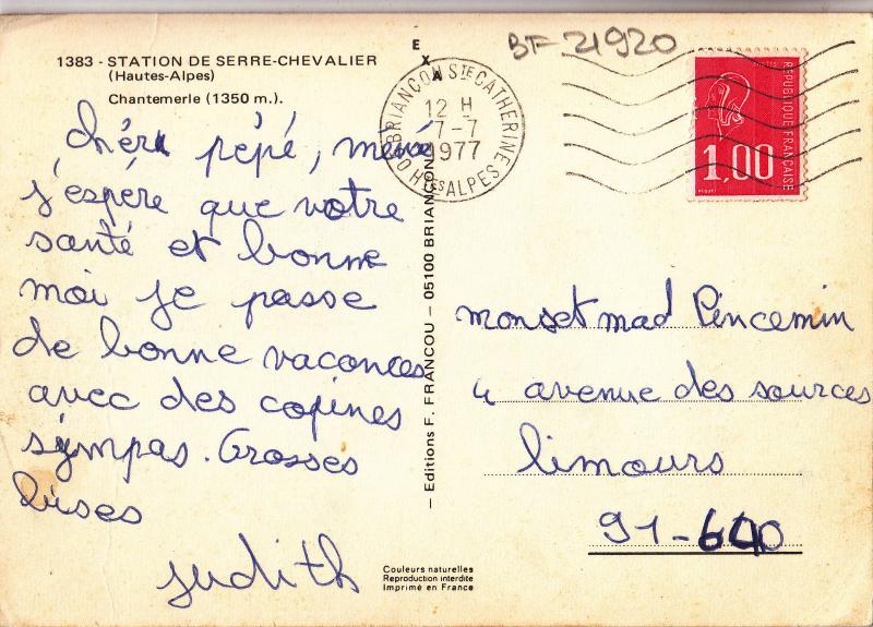 BF21919 station de serre chevalier h a chantemerle  france  front/back image