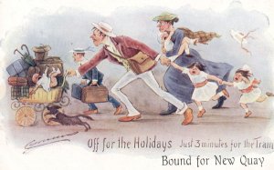 Newquay Cornwall Holiday Train Old Cynicus Comic Postcard