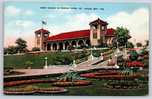 St Louis MO~Rest House In Forest Park~World Fair Pavilion~Vintage Linen Postcard