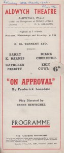 On Approval Aldwych Cathleen Nesbitt Diana Churchill Comedy London Theatre Pr...