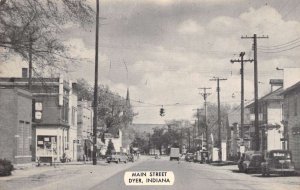 Dyer Indiana Main Street Storefronts Vintage Postcard U679