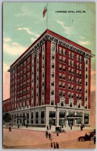 Vtg Erie Pennsylvania PA Lawrence Hotel Street View 1910s Old Postcard