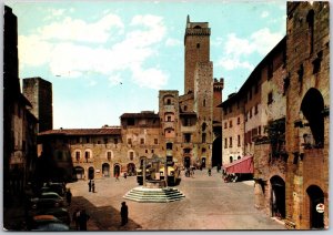 S. Gimignano Place de la Cisterne Siena Italy Real Square Photo RPPC Postcard